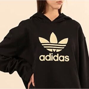 Adidas trefoil logo black and gold hoodie women’s size medium